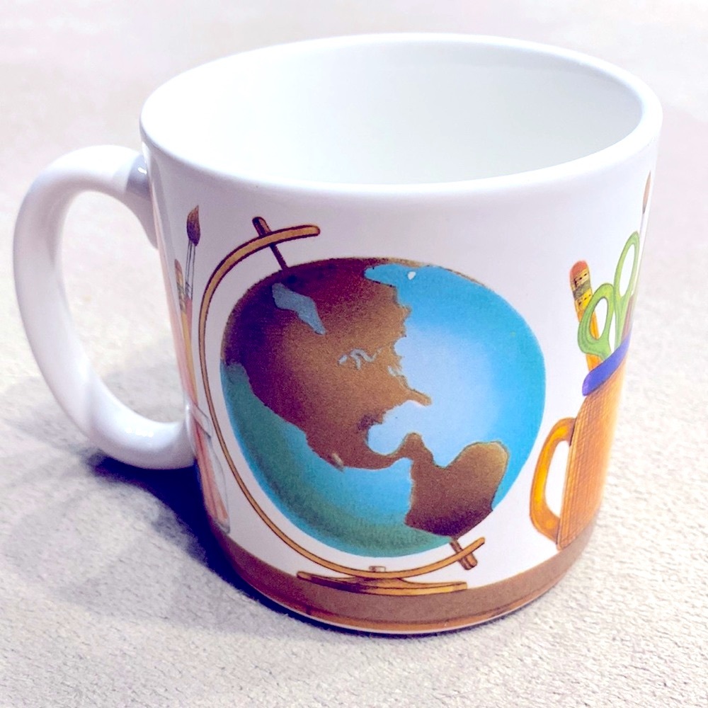 Vintage 1995 Potpourri Designs Ceramic Teacher Coffee Mug by Denny Burkhart Cup!